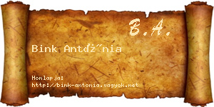 Bink Antónia névjegykártya